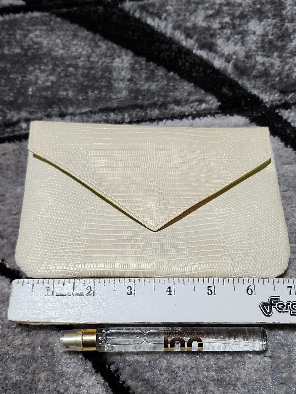 JUICY COUTURE OUI TRAVEL SIZED & IPSY METALLIC FAUX-SNAKESKIN ENVELOPE SNAP BAG